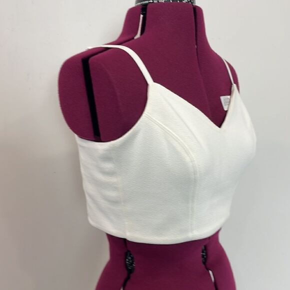 Aritzia Babaton white crop top with thin straps and Back Zip Closure L - Picture 4 of 12